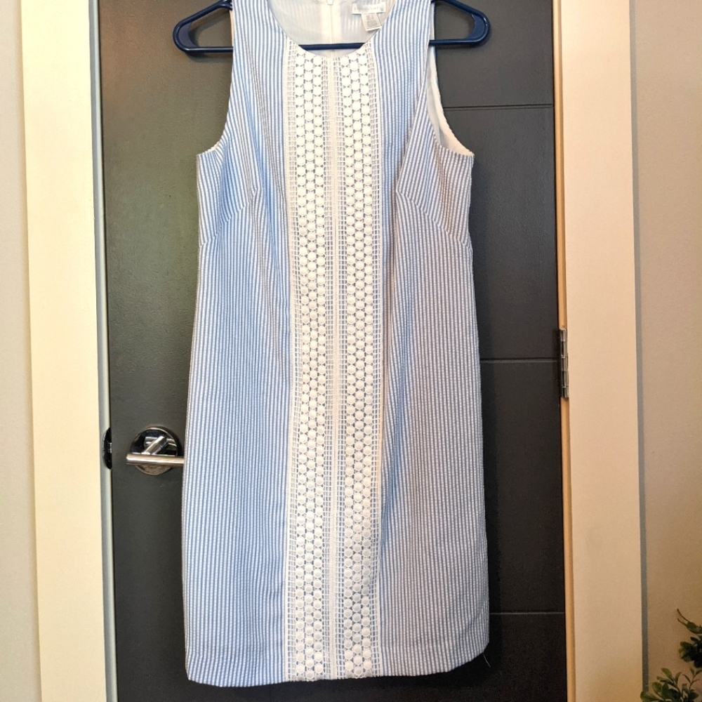 London Times Seersucker Shift Dress - 4
